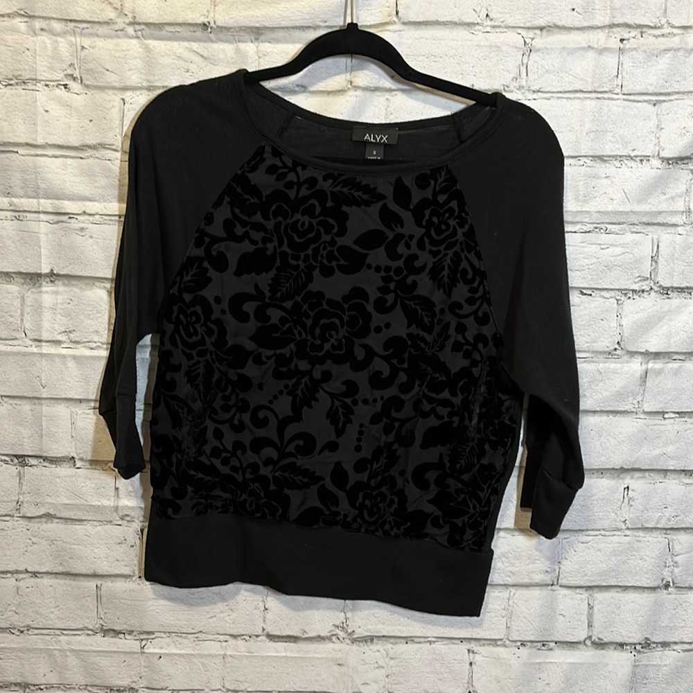 Black Velvet Burnout Floral Sweatshirt
